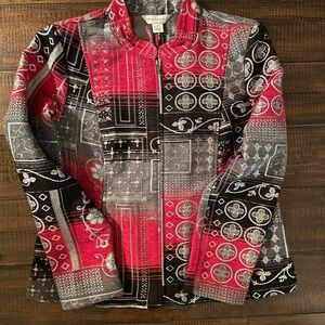 Christopher & Banks Red and Gray Textured Jacket- pristine condition, size med